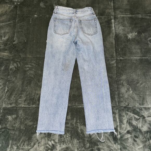 J.Galt Shanghai Jeans Women's XS Blue Denim 100% Cotton Frayed Hem Straight Leg - Picture 2 of 10